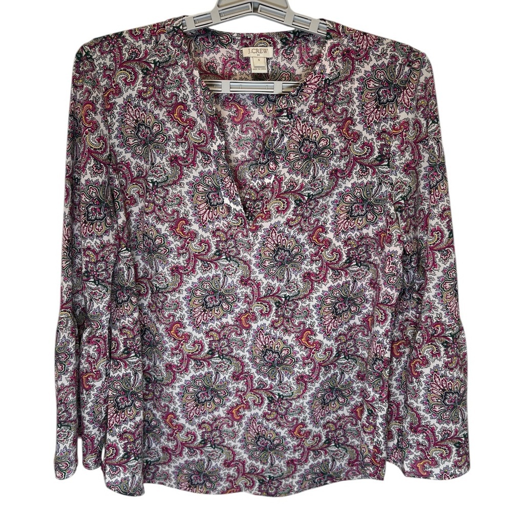 🤎 J.CREW Women's Paisley Print Top - Colorful Sz S - Picture 4 of 8